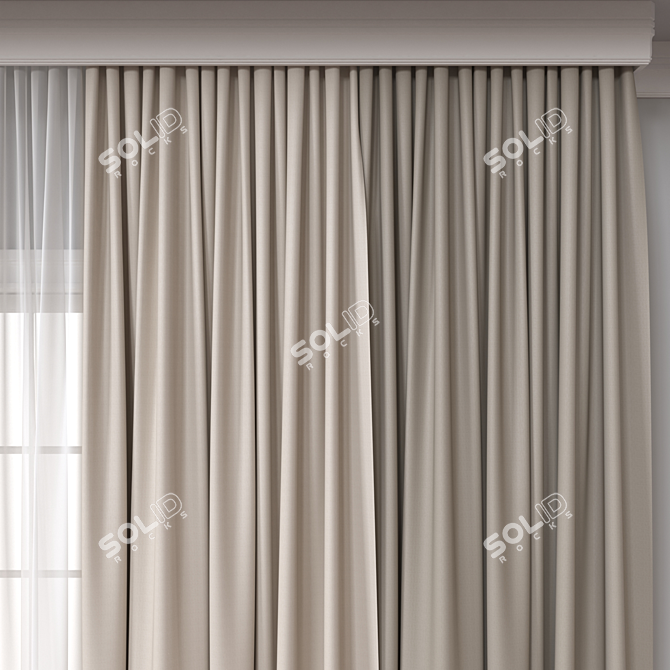 Double-Sided Curtain 3D Model 3D model image 3