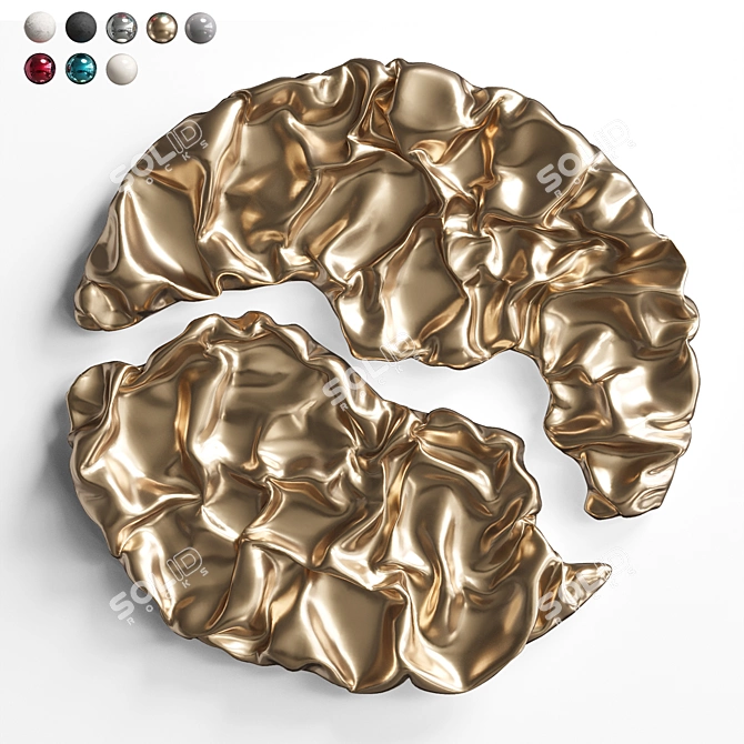 Garnet Folds Fabric Relief Sculpture 3D model image 2