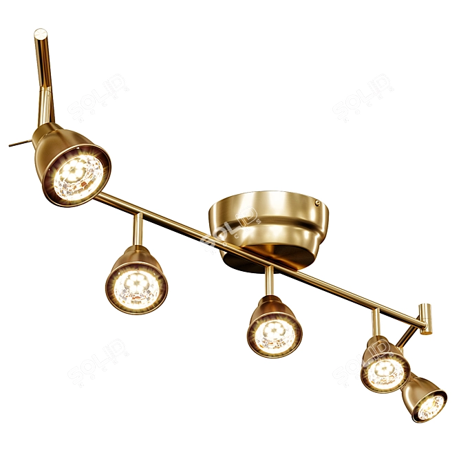 Rotating Brass Ceiling Spotlights Track 3D model image 3