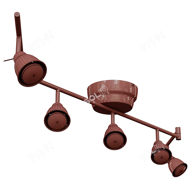 Rotating Brass Ceiling Spotlights Track 3D model image 4
