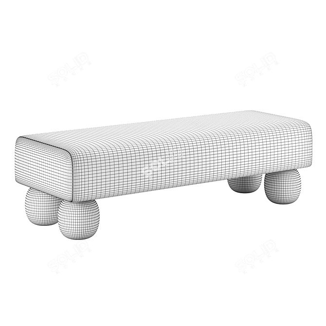 Luxury Bouclé Bench Seat 3D model image 2