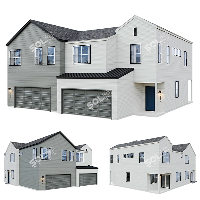 Low Poly American House 08 3D model image 1