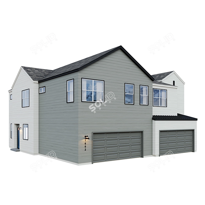 Low Poly American House 08 3D model image 3