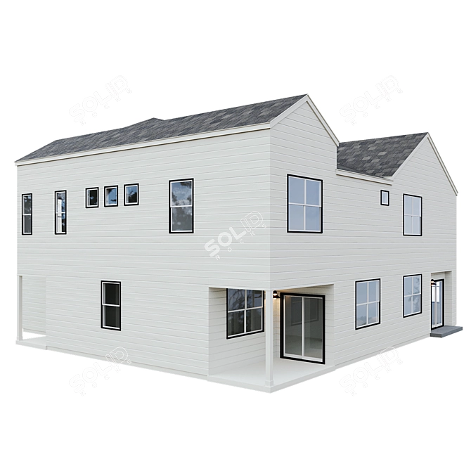 Low Poly American House 08 3D model image 4