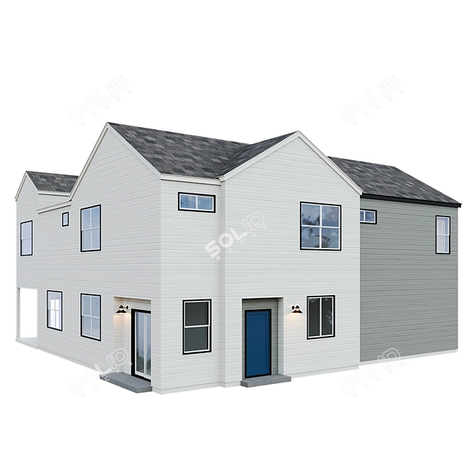 Low Poly American House 08 3D model image 5