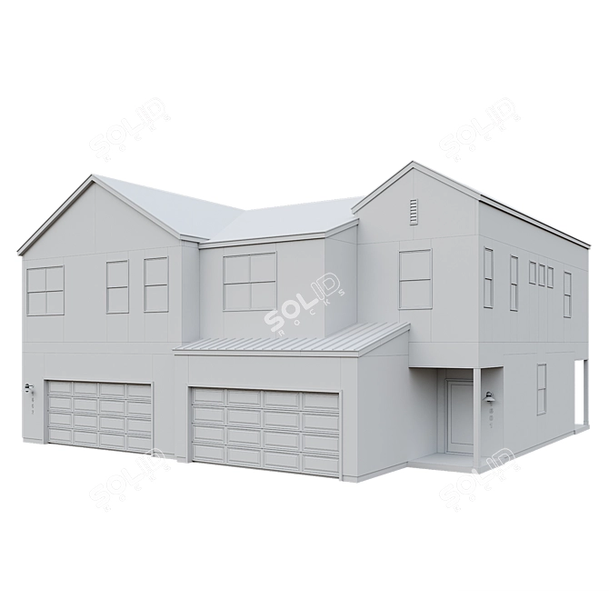 Low Poly American House 08 3D model image 6