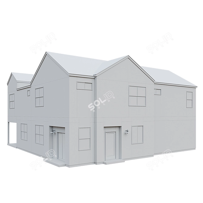 Low Poly American House 08 3D model image 7