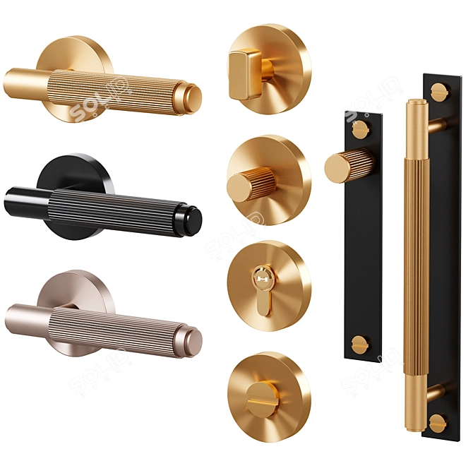 GOTHAM Brass Door Handle Set 3D model image 1