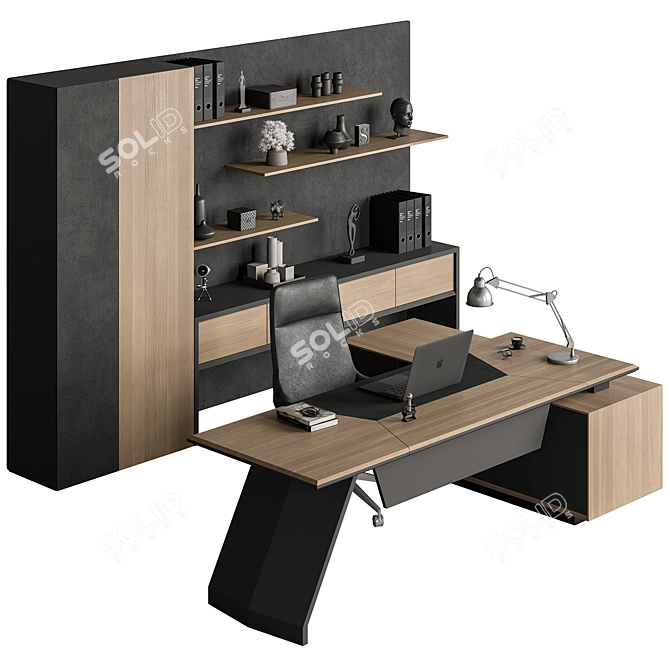 Executive Boss Desk 513 3D model image 2