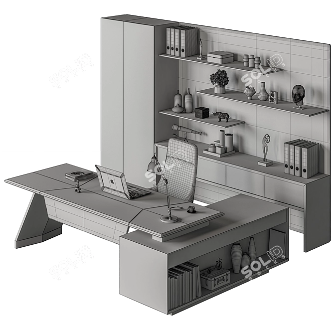 Executive Boss Desk 513 3D model image 5