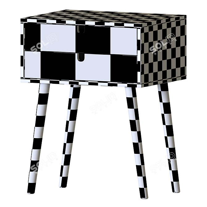 Retro Bedside Table - Gloss 3D model image 3