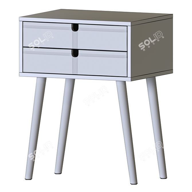 Retro Bedside Table - Gloss 3D model image 4