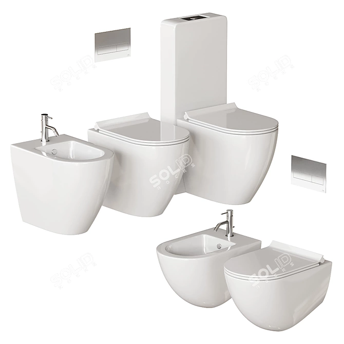 Dream Collection Ceramic Bathroom Fixtures 3D model image 1