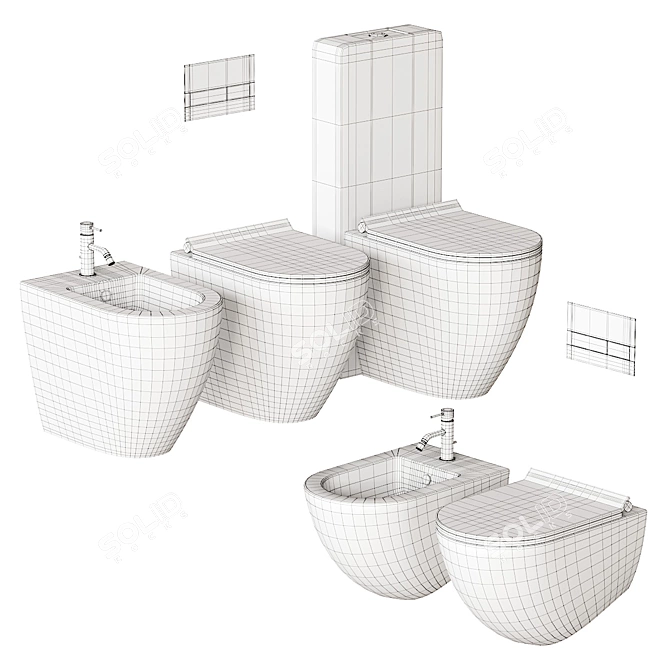 Dream Collection Ceramic Bathroom Fixtures 3D model image 5