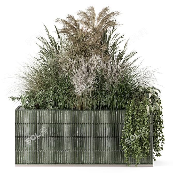 Green Glazed Tile Outdoor Plants 3D model image 1