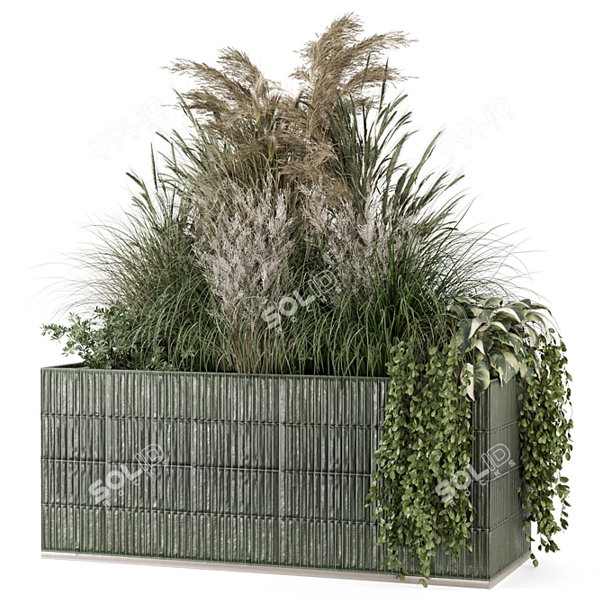 Green Glazed Tile Outdoor Plants 3D model image 2