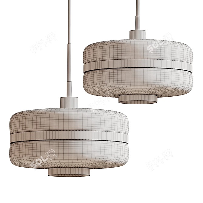 Elegant Clas Metal Glass Lamp 3D model image 2