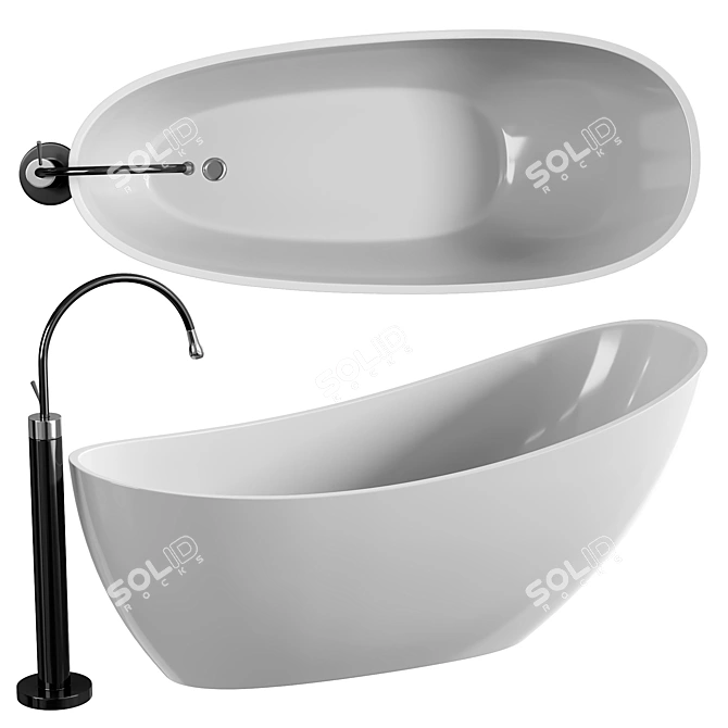 Luxury Marina Bathtub - White 3D model image 1