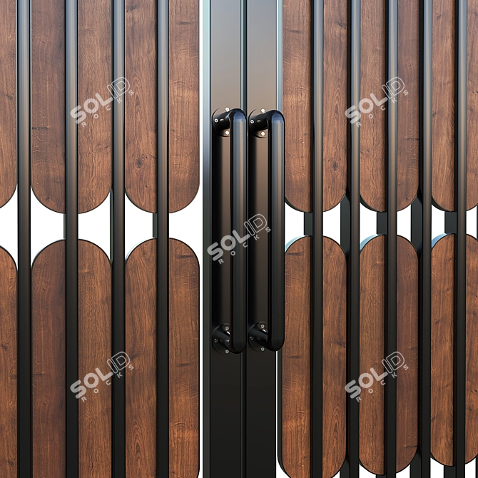 Rustic Wood Barn Door Screen 3D model image 3