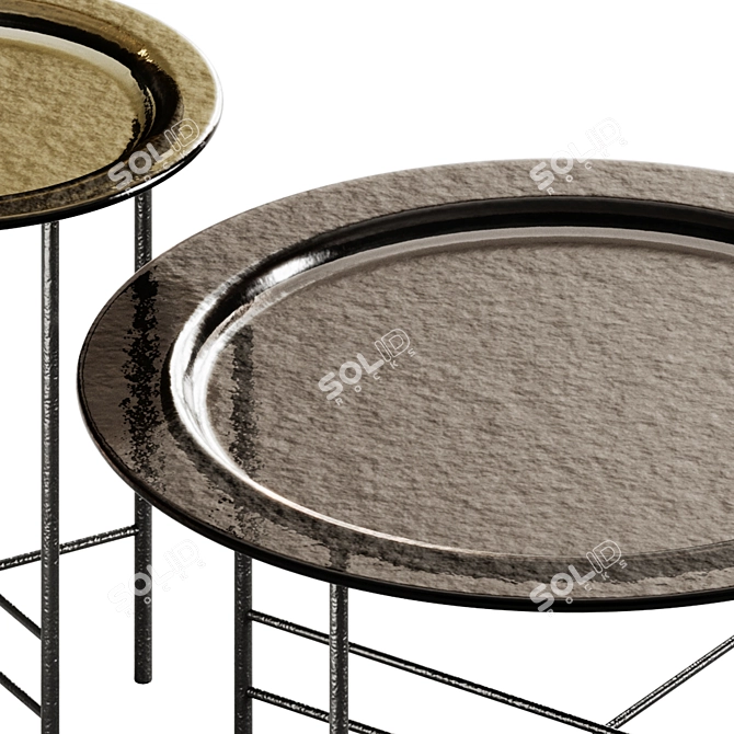 Elegant Glass Coffee Table Set 3D model image 3