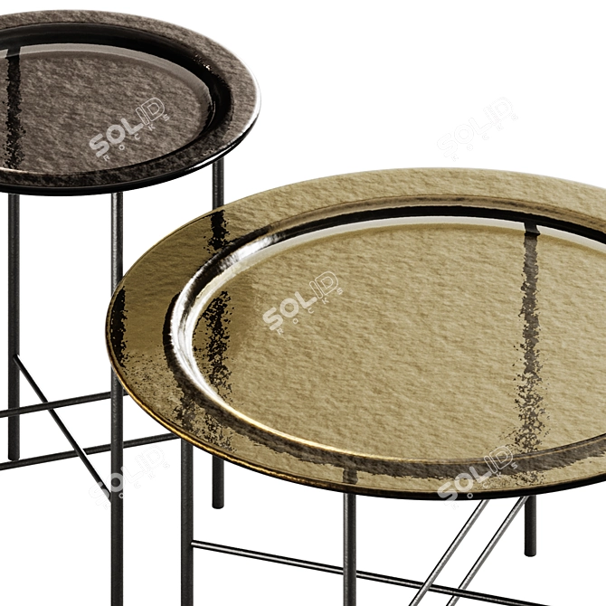 Elegant Glass Coffee Table Set 3D model image 4