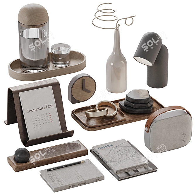 Modern Decor Set with Lamp 3D model image 1