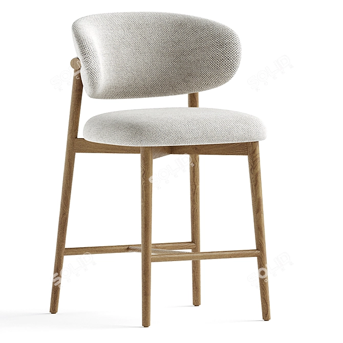 Curved Linen Backrest Stools 3D model image 1