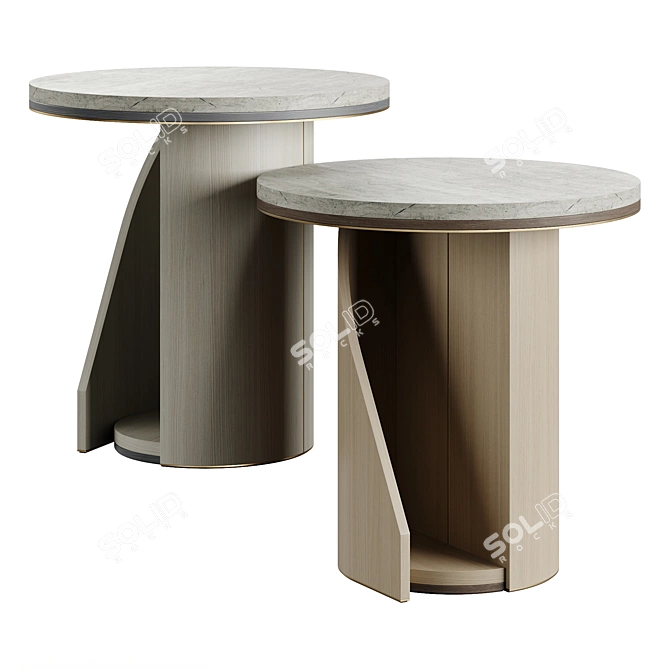 Beige and Light Veneer Side Table 3D model image 1