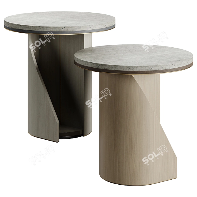 Beige and Light Veneer Side Table 3D model image 2