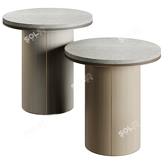 Beige and Light Veneer Side Table 3D model image 3