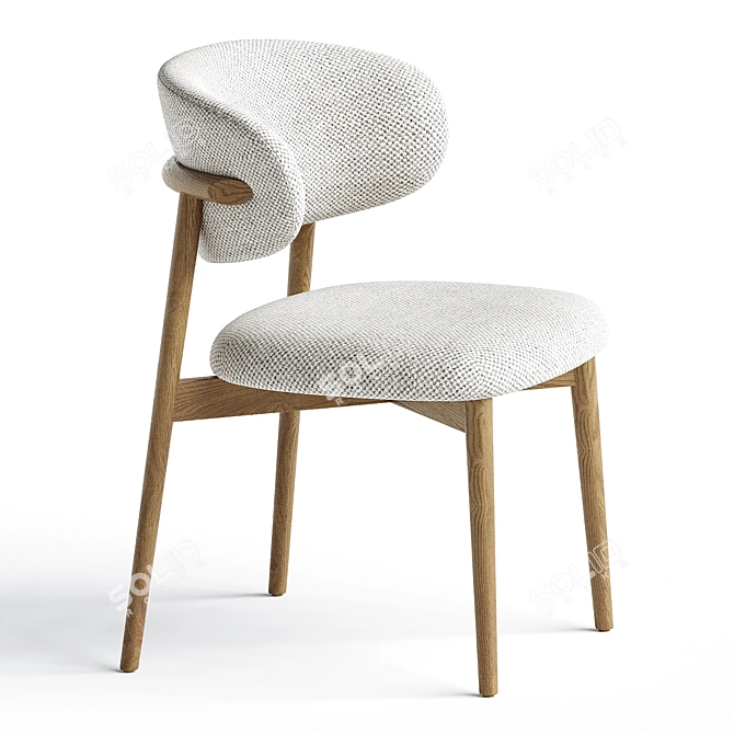 Elegant Oleandro Wood Chair 3D model image 2