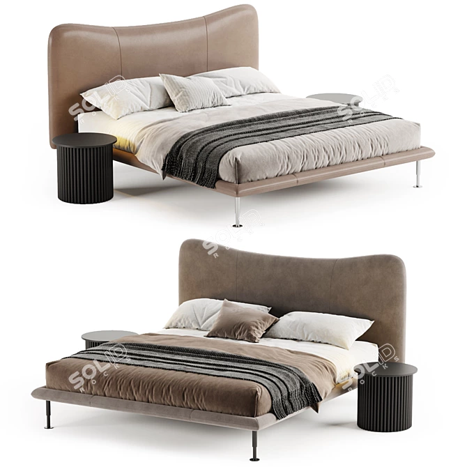 BAIA Leather Double Bed 3D model image 5