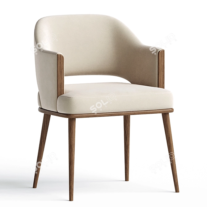 Velvet Upholstered Contemporary Dining Chair 3D model image 1