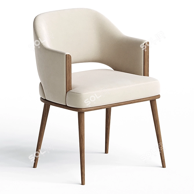 Velvet Upholstered Contemporary Dining Chair 3D model image 2