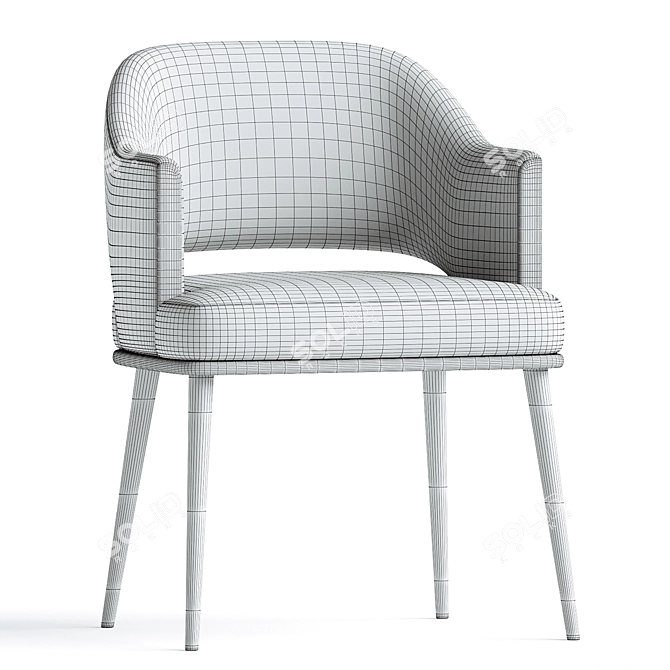 Velvet Upholstered Contemporary Dining Chair 3D model image 3