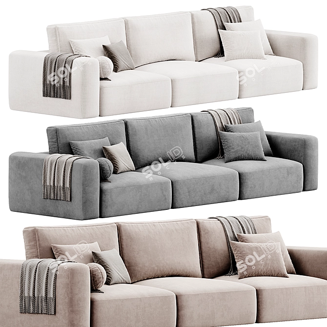 Modern Lionel Three Seater Sofa 3D model image 1