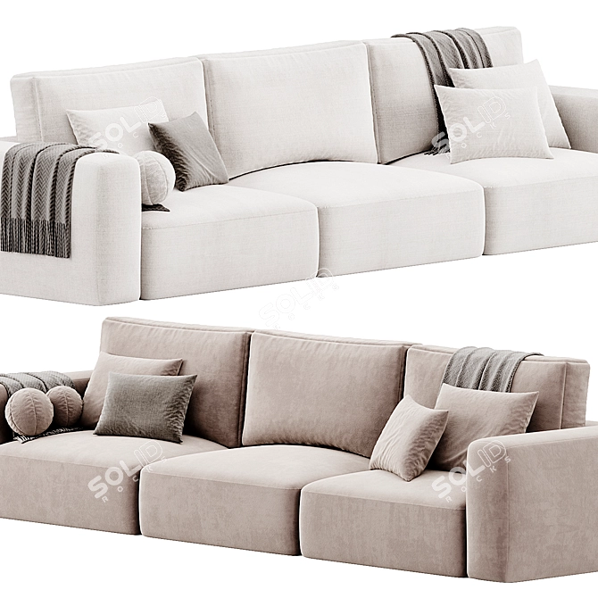 Modern Lionel Three Seater Sofa 3D model image 3