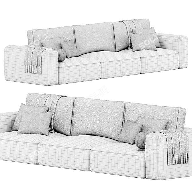 Modern Lionel Three Seater Sofa 3D model image 4