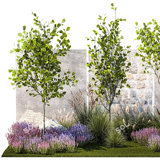 Landscape Plant Collection: Hazel, Lavender, Grass 3D model image 2