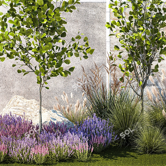 Landscape Plant Collection: Hazel, Lavender, Grass 3D model image 4