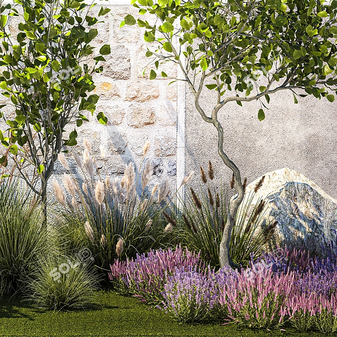 Landscape Plant Collection: Hazel, Lavender, Grass 3D model image 5