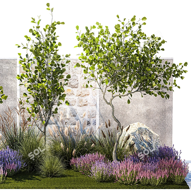 Landscape Plant Collection: Hazel, Lavender, Grass 3D model image 6