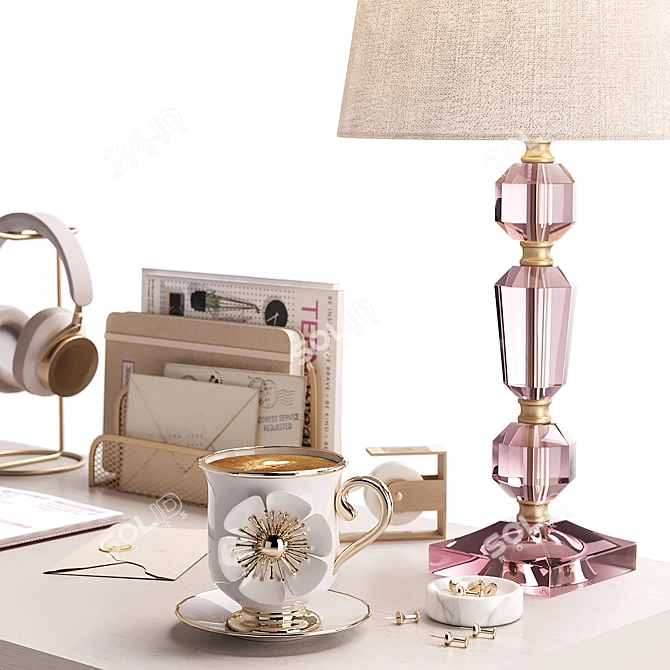 Stylish Compact Study Desk 3D model image 4