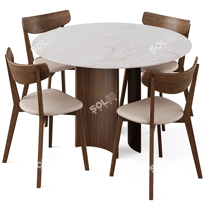 Modern Dining Set: Marnay Table & Ami Chair 3D model image 2