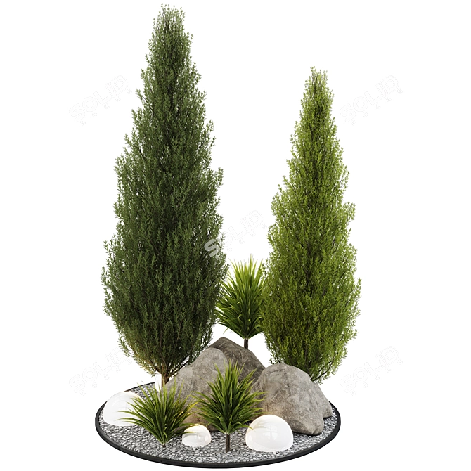 Landscaping Tree Bush OBJ Bundle 3D model image 2