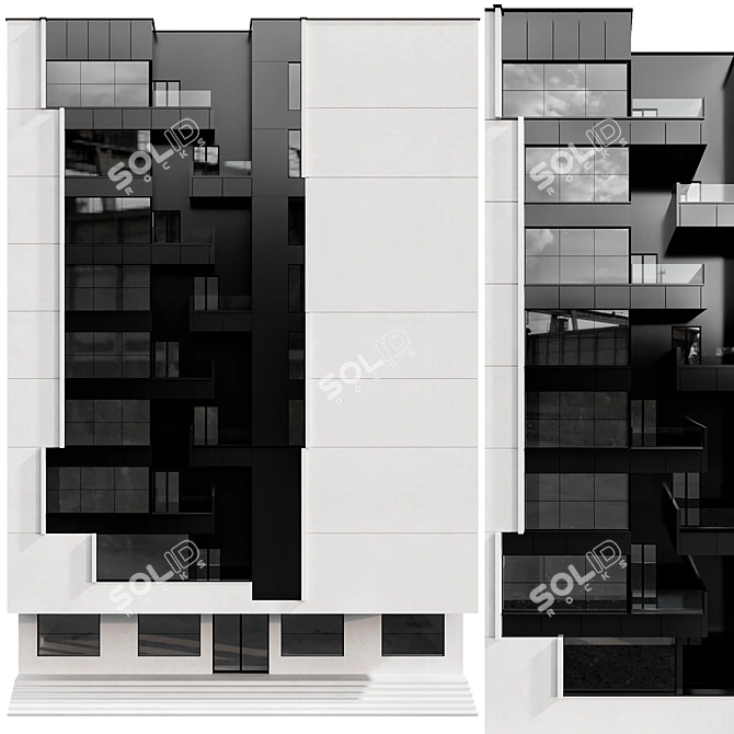 Modern 3D Residential Building Model 3D model image 3