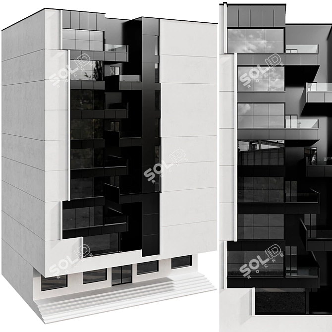 Modern 3D Residential Building Model 3D model image 4