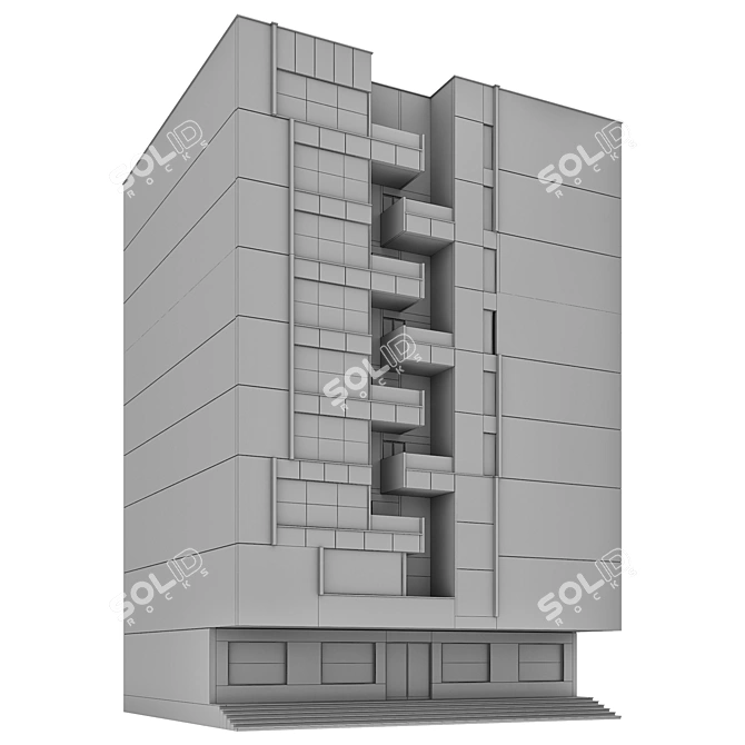 Modern 3D Residential Building Model 3D model image 5