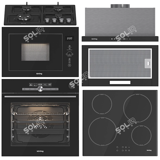 Korting Appliance Set: Oven, Microwave, Cooktops 3D model image 1