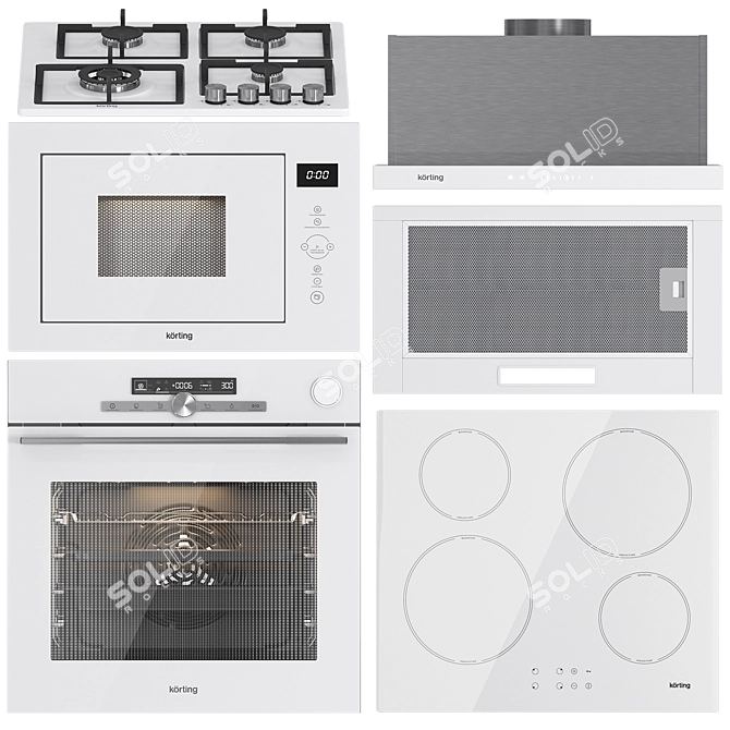 Korting Appliance Set: Oven, Microwave, Cooktops 3D model image 2